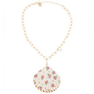 BETSEY JOHNSON
Flower Print Shell Short Pendant Chain Necklace